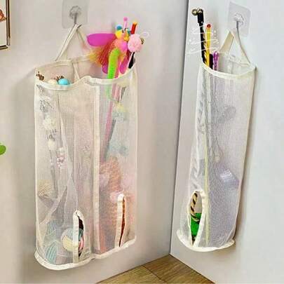 猫玩具收纳袋 壁挂式宠物用品分类收纳袋 收纳架 可悬挂节省空间，小型犬玩具收纳方便，紧凑型圆柱网袋