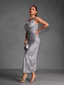 CUCCOO SZL Women Fashionable Rhinestone Decor Open Toe Heeled Sandals - Silver - View 10