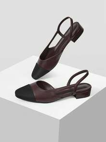 MOTF WOMEN COLORBLOCK SLINGBACKS FLATS VALENTINE'S DAY SPRING SHOES - Burgundy - View 10