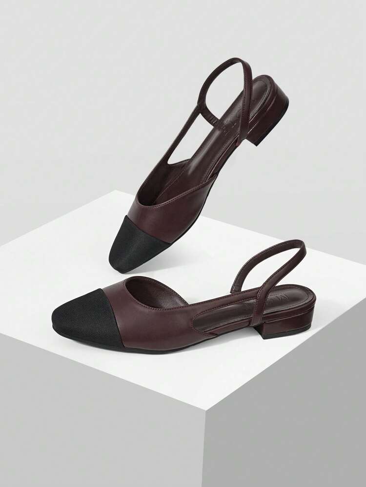 WOMEN COLORBLOCK SLINGBACKS FLATS VALENTINE'S DAY SPRING SHOES