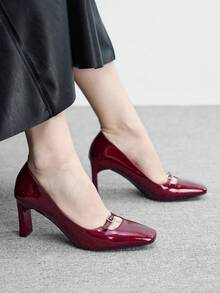 CUCCOO BIZCHIC Women's Fashion Versatile Commuting Minimalist Pointed Toe Pumps For Christmas - Burgundy - View 3