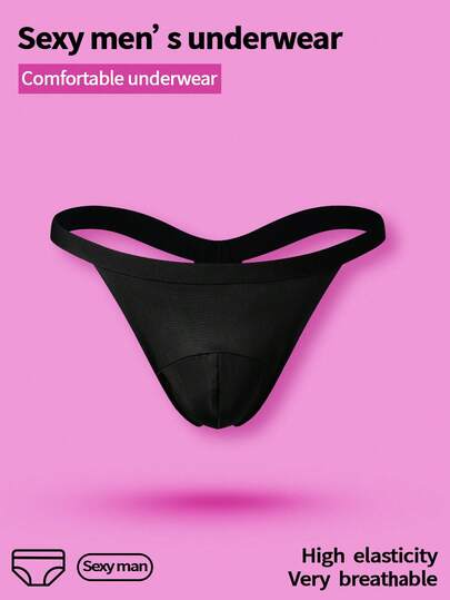 WENEZON Men's Sexy Low-Rise Solid Color Thong Underwear Sexy Men's Underwear Breathable Underwear