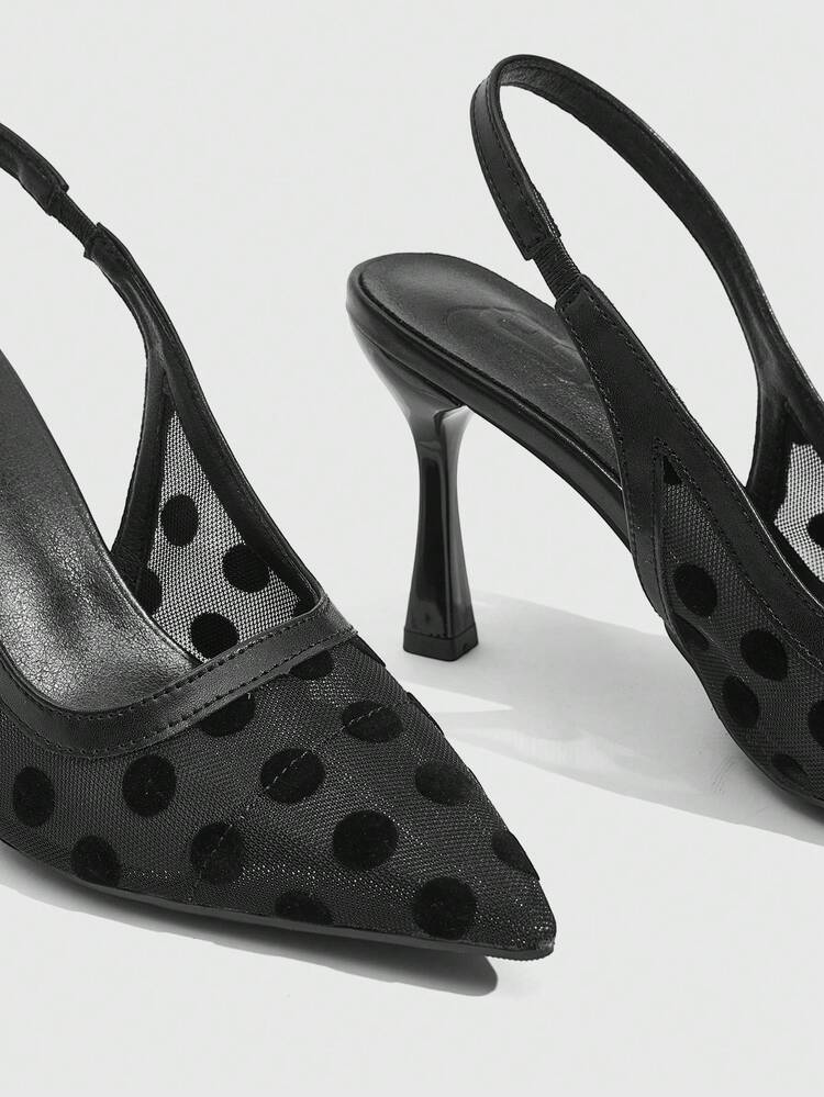 CUCCOO SZL Women's Pointed Toe Mesh Patchwork Fashion Daily Wear High Heel Sandals Prom Heels