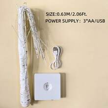 1 đèn trang trí cây bạch dương 144 bóng LED, ánh sáng trắng ấm, sử dụng nguồn USB và 3 pin AA (không bao gồm), cây trang trí lễ hội (Giáng sinh, Halloween, Lễ Tạ ơn), thích hợp làm quà tặng Lễ Tạ ơn, quà tặng Lễ Phục sinh. - ánh sáng trắng ấm áp - Xem 10