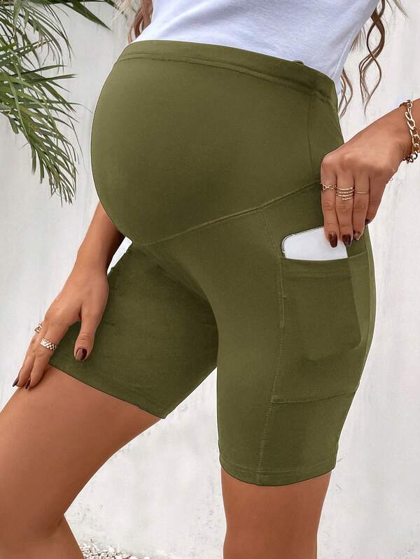 SHEIN Maternity Casual Solid Color Leggings, Summer