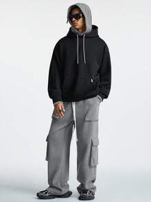 Manfinity VCAY Men's Loose Knit Long Sleeve Hooded Sweater, Casual & Fashionable For Everyday Wear, For Fall Winter - Grey - View 6