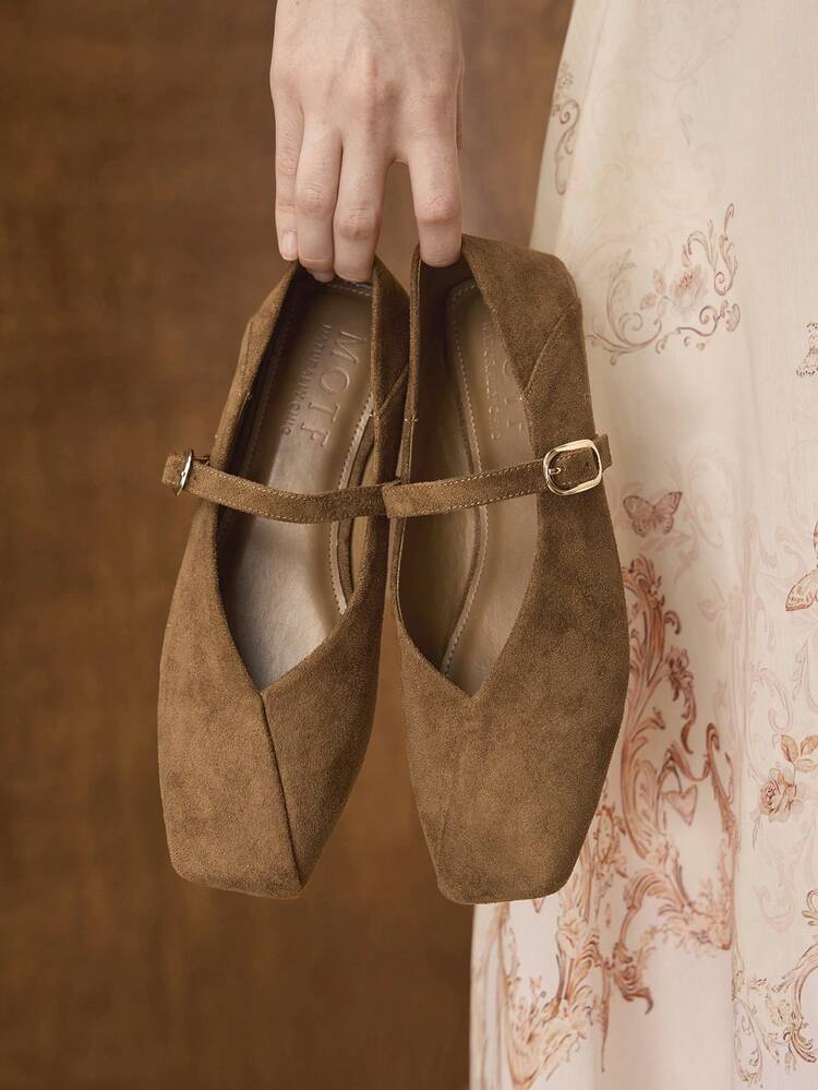 WOMEN SQUARE TOE BUCKLE STRAP FLATS VALENTINE'S DAY SPRING SHOES