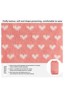 1pc Soft Fluffy Pink Allover Heart Print Warm Wool Dog Sweater Vest