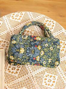 Cirelle Small Floral Print Fabric Storage Bag – Quilted Basket For Scarves, Cosmetics & Travel Toiletries, Compact Organizer For Short Trips & Daily Use, Charming Gift Idea - Multicolor - View 6