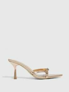 CUCCOO SZL Giày sandal cao gót mũi nhọn có khóa cài dành cho nữ, kiểu dáng thời trang, thích hợp mang hàng ngày. - Hoa hồng vàng - Xem 2