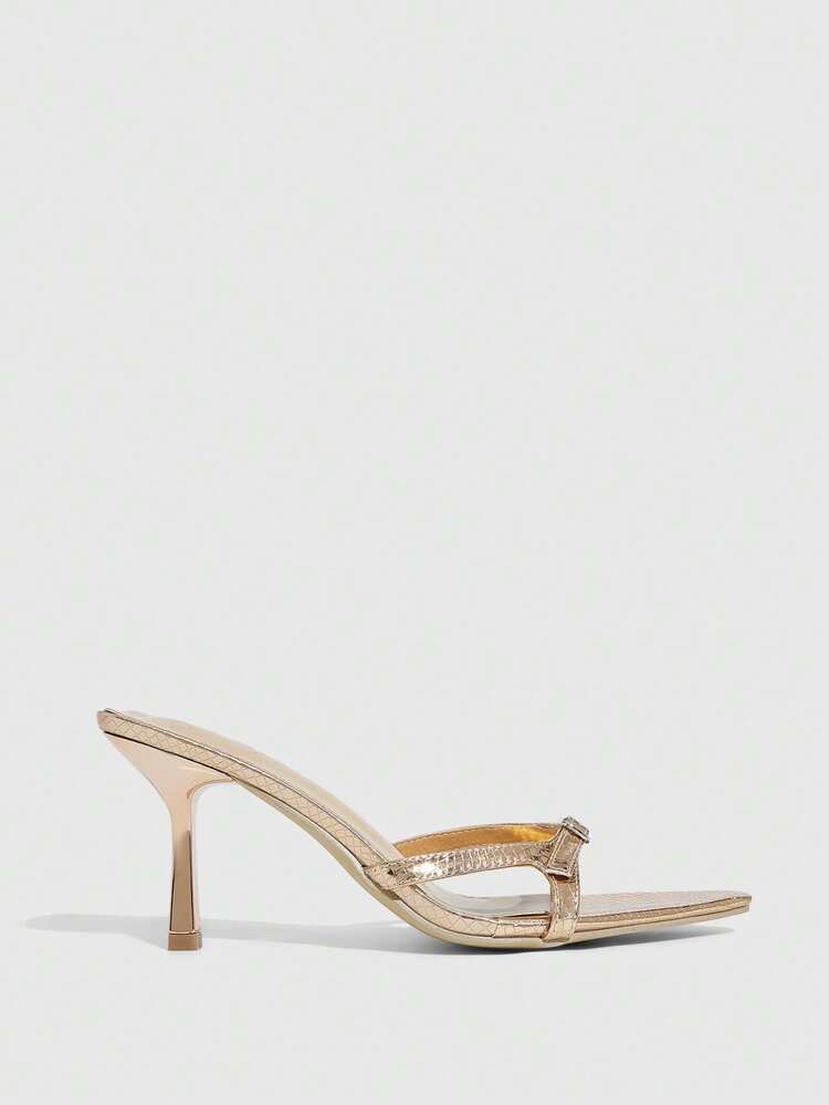 CUCCOO SZL Women's Pointed Toe Buckle Design Fashion Daily Wear Slip-On High Heel Sandals Prom Heels