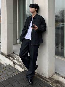 DAZY Navy Blue Shirt & Jeans Suit For Men, Spring/Autumn - Royal Blue - View 6