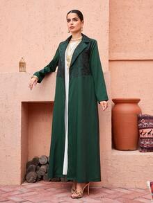 Al Najma 2025 New  Embroidered Patchwork  Abaya Robe In Olive Green - Dark Green - View 7