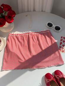 Comfortcana Summer Casual Vacation Textured Low Waist Mini Skirt Summer For Women - Red - View 2