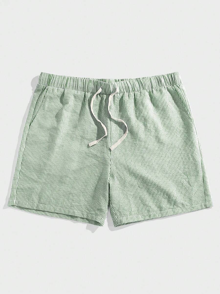 EASEVO Men Plus Size Casual Vertical Striped Woven Shorts, Vacation, Father's Day Gifts, Football - Multicolor - View 1
