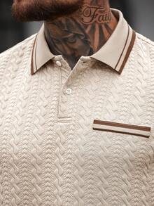 Manfinity CasualCool Men's Heart Embossed Casual Versatile Commuting Short Sleeve Polo Shirt