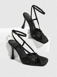 CUCCOO SZL 经典方头优雅高跟鞋，适合工作场合 - 黑色 - 查看 5