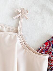 Vintaside Kids 女童春夏无袖优雅上衣搭配复古数码印花长裤套装，适合旅行、度假和朋友聚会。