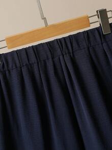 Lacomfia 女士蕾丝拼接宽松休闲百搭日常简约大码两件套 - 藏蓝色 - 查看 8