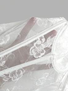 SHEIN BAE 性感蕾丝交叉抹胸露脐上衣，夏季，裹身式上衣，万圣节女装，万圣节服装 - 白色 - 查看 7