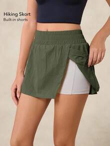 OutZeal 女士户外短裤 夏季徒步露营防水轻便内置短裤 户外下装 - 軍綠色 - 查看 2