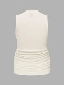 Modmama Camiseta de embarazo de unicolor con cuello plisado y ajustada - Multicolor - Ver 9