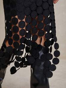 Anewsta Petite 女士新款夏季镂空优雅黑色蕾丝流苏裙摆半身裙，适合度假穿着 - 黑色 - 查看 5