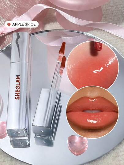SHEGLAM Glaze Daze 唇彩-蘋果香料閃亮有色唇彩高光澤效果豐唇護理滋養不易褪色液體唇彩化妝品 唇彩 品牌 美容 化妝 化妝品 適合女性與女孩 完美搭配夏季春季 Y2K 時尚 流行 生日 母親節禮物 假期 派對準備就緒 最佳顏色