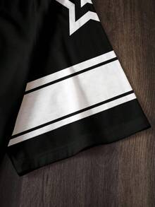 SCOOBY-DOO X SHEIN 男士加大码休闲V领短袖T恤，字母和狗狗印花，夏季款 - 白色 - 查看 3