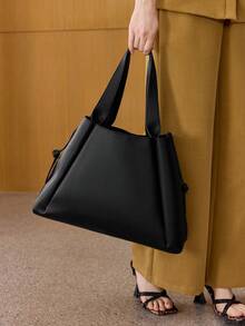 MOTF PREMIUM WOMEN'S MINIMALIST LARGE-CAPACITY TOTE BAG, SUITABLE FOR DAILY COMMUTING - Black - View 6