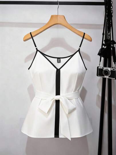 GlowEve CURVE Plus Size Women Fashionable Elegant Contrast Color Belt Camisole