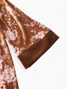 MOTF PREMIUM FLORAL PRINT VELVET LONG ROBE, AUTUMN/WINTER - Brown - View 4