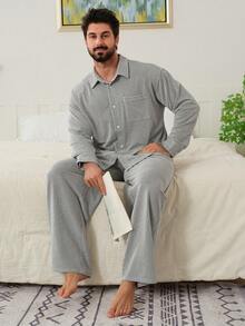DAZY Grey Shirt Paired With Men's Casual Loungewear Set, Spring - Grey - View 4