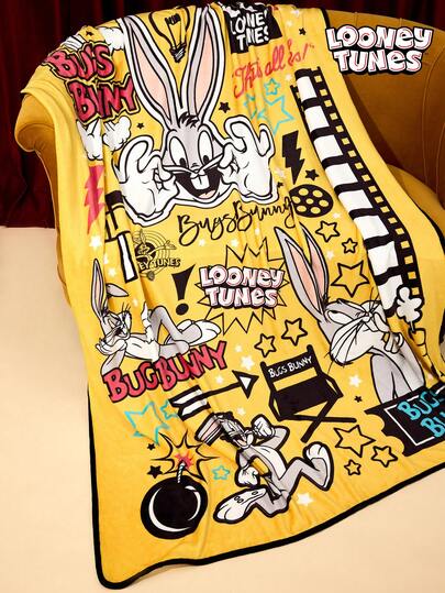 LOONEY TUNES X Joivida 1 st. tecknad flanellfilt i tjockt material - mjuk, varm och fäller inte hår, söt pyjamasstil för år 2000, finns i flera storlekar, lämplig för soffa, säng och tupplur