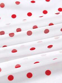 Betty Boop x SHEIN Women's Casual Polka Dot & Cartoon Print Ruffle Hem Kimono , Autumn - White - View 5