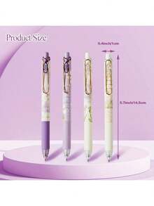 4PCS Gel Ink Pens Flower Retractable Pens 0.5mm Black Ink Gel Pens Women Girls Cute Aesthetic Pens Office School Pens, Office & School Supplies - Multicolor - View 6
