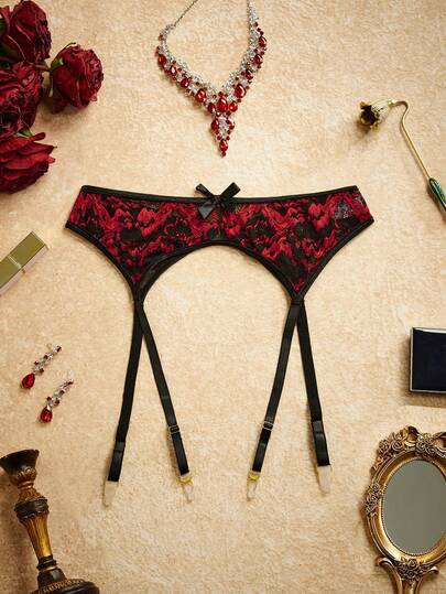 PinupPomp 1pc Women's Lace Bow Decor Sexy Garter Belt