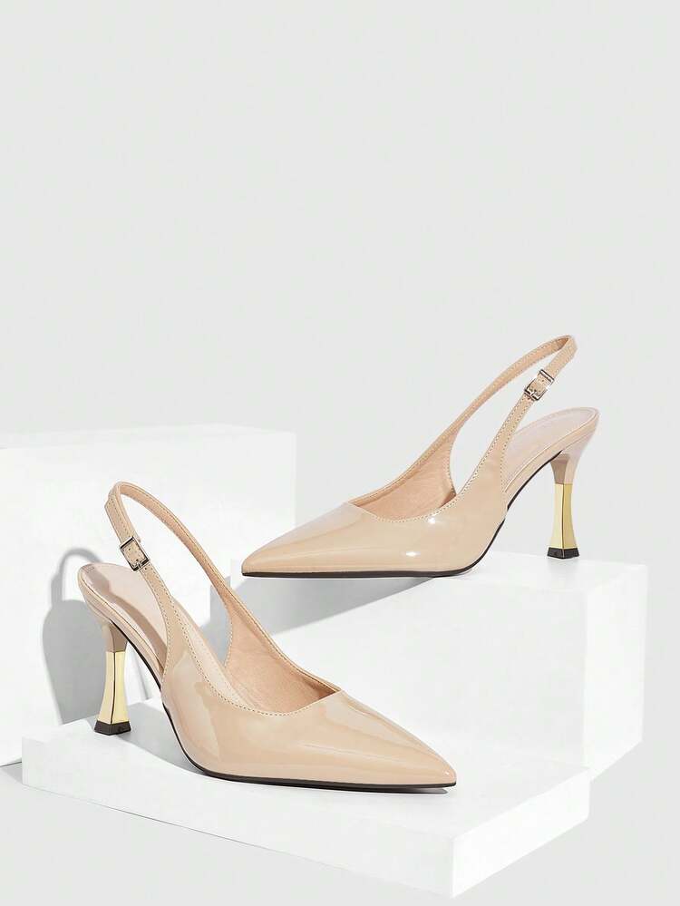 CUCCOO SZL Women's Pointed Toe Color Block Stiletto Heel Slip-On Pumps, Versatile For Commute, Party, Work, Fashionable & Sexy, Leather