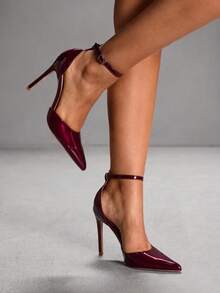 CUCCOO SZL 女士优雅尖头高跟鞋，通勤必备 - 中紫紅色 - 查看 3