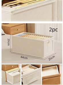 1/2PCS Foldable Clothing Storage Box, Wardrobe Fabric View Window Cotton-Linen Clothing/Jeans Storage Box, Living Room Toy/Clutter Organizer Box. - White - View 9
