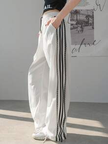 K-Vae 女士休闲日常撞色蕾丝抽绳腰裤 - 白色 - 查看 6