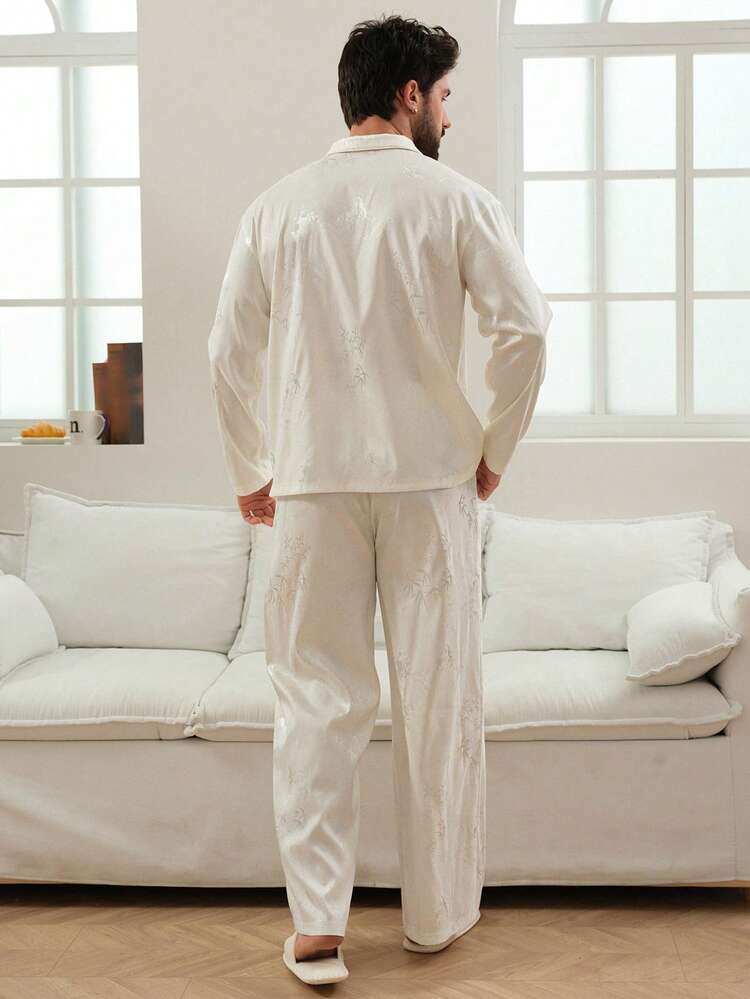 Men's Satin Twill Shirt & Loungewear Set, Autumn