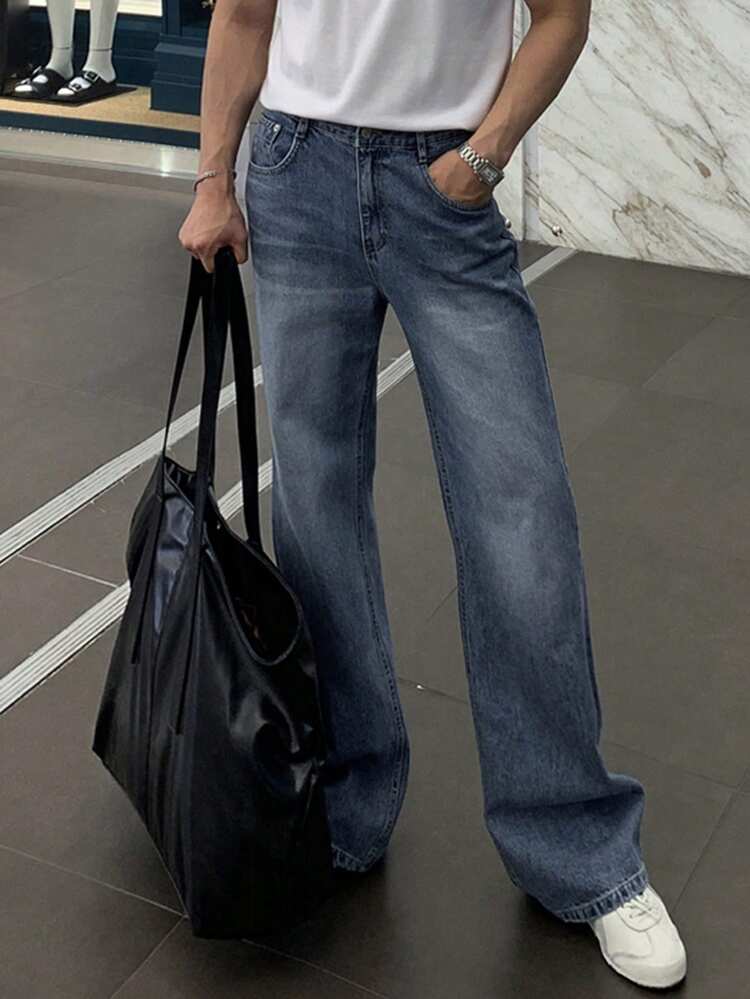 Men's Casual Everyday Commute Versatile Distressed Washed Straight Leg Jeans Summer