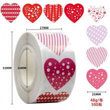500pcs/Roll Heart Shape Holographic Stickers, Party Favors Decorative Stickers, Stationery Stickers For Valentine's Day GiftDecor - Multicolor - View 12