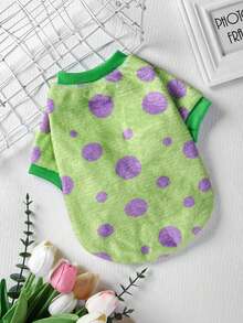 PETSIN 1pc Pet Fleece Polka Dot Cute Monster Plush Sweatshirt - Multicolor - View 7