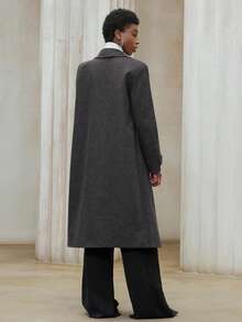 Aveloria Modichic 女士翻领双排扣羊毛大衣 - 深灰色 - 查看 2