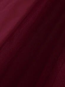 GlowEve 女士收腰A字网纱拼接圣诞假日优雅日常通勤时尚法式街头复古百搭新年商务绿色长袖连衣裙，秋冬款 - 酒紅色 - 查看 5