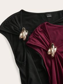 Firerie Bộ 2 áo thun nữ kiểu dáng thanh lịch, trang trí kim loại, vai lệch, thích hợp cho đi chơi, dự tiệc và các dịp khác / Trang phục mùa thu cho nữ / Trang phục năm mới / Áo dự tiệc / Áo nữ thanh lịch / Áo màu đỏ rượu vang - Nhiều màu - Xem 12