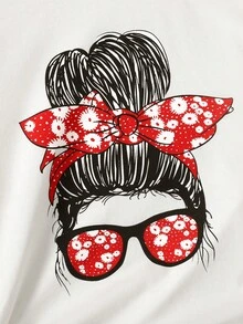 SHEIN 儿童两件套/少女优雅复古可爱针织印花蝴蝶结T恤和碎花长裙套装，适合度假、休闲、节日、午餐、音乐节等场合。花朵蝴蝶结荷叶边下摆T恤，荷叶边下摆衬衫搭配裙子，适合女孩穿着。夏季套装，适合少女穿着。夏季裙装套装，适合女孩穿着。夏季服装，适合女孩穿着。夏季服装，适合女孩穿着。春季服装，适合女孩穿着。 - 紅白色 - 查看 5