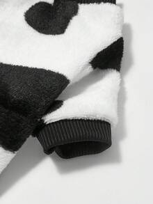 PETSIN 1件宠物猫/狗白色法兰绒爱心印花保暖圆领卫衣 - 彩色 - 查看 7